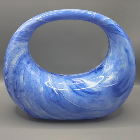 Acrylic Evening Clutch Purse Top-handle Moon Hobo Bag, Elegant Marble Handbag Blue Acrylic Evening Clutch Purse Top-handle Moon Hobo Bag, Elegant Marble Handbag Blue
