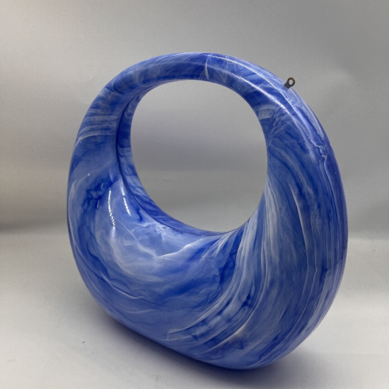 Acrylic Evening Clutch Purse Top-handle Moon Hobo Bag, Elegant Marble Handbag Blue Acrylic Evening Clutch Purse Top-handle Moon Hobo Bag, Elegant Marble Handbag Blue