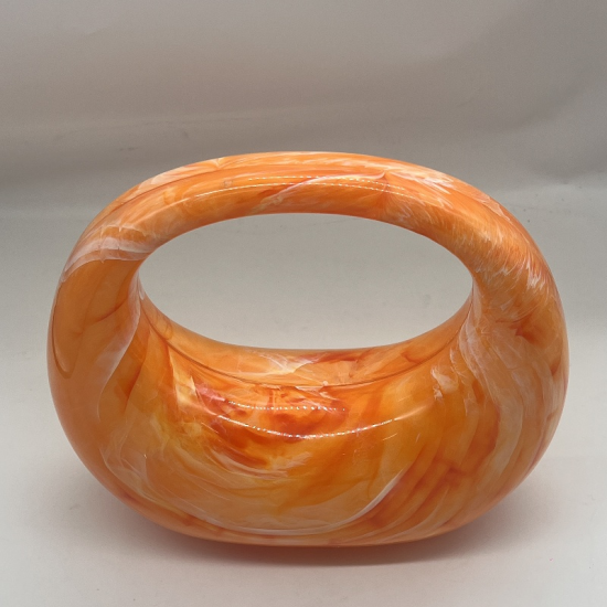 Acrylic Evening Clutch Purse Top-handle Moon Hobo Bag, Elegant Marble Handbag Orange Acrylic Evening Clutch Purse Top-handle Moon Hobo Bag, Elegant Marble Handbag Orange