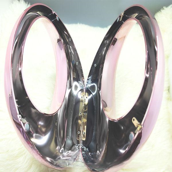 Acrylic Evening Clutch Top Handle Moon Hobo Bag, Glossy Metallic Tote Bag Pink Acrylic Evening Clutch Top Handle Moon Hobo Bag, Glossy Metallic Tote Bag Pink