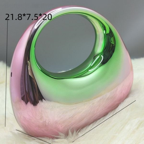 Acrylic Evening Clutch Top Handle Moon Hobo Bag, Glossy Metallic Tote Bag Pink gradient green Acrylic Evening Clutch Top Handle Moon Hobo Bag, Glossy Metallic Tote Bag Pink gradient green