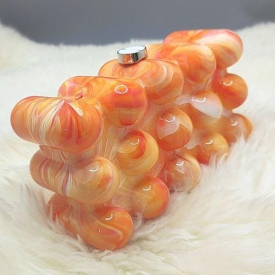 Women Acrylic Clutch Chic Marble Evening Handbag Orange Women Acrylic Clutch Chic Marble Evening Handbag Orange