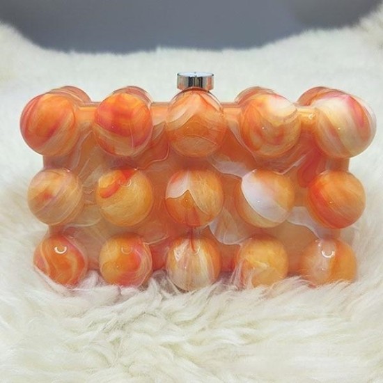 Women Acrylic Clutch Chic Marble Evening Handbag Orange Women Acrylic Clutch Chic Marble Evening Handbag Orange