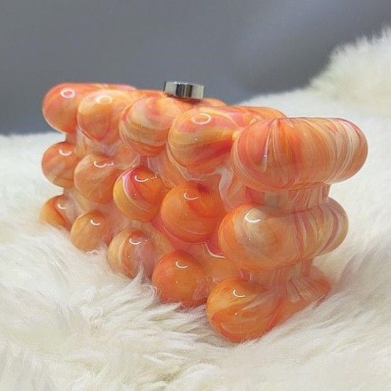 Women Acrylic Clutch Chic Marble Evening Handbag Orange Women Acrylic Clutch Chic Marble Evening Handbag Orange