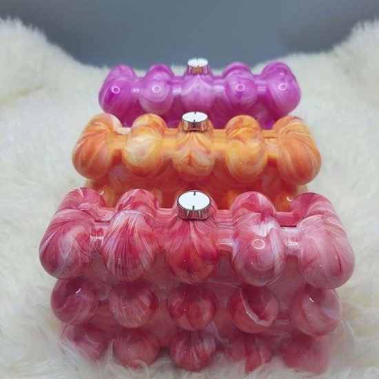 Women Acrylic Clutch Chic Marble Evening Handbag Orange Women Acrylic Clutch Chic Marble Evening Handbag Orange