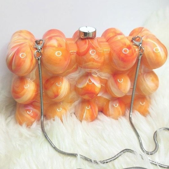 Women Acrylic Clutch Chic Marble Evening Handbag Orange Women Acrylic Clutch Chic Marble Evening Handbag Orange