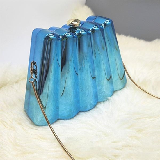 Women Acrylic Clutch Chic Sector Evening Handbag Blue Women Acrylic Clutch Chic Sector Evening Handbag Blue