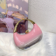 Acrylic Evening Clutch Top Handle Moon Hobo Bag, Glossy Metallic Tote Bag Pink gradient silver Acrylic Evening Clutch Top Handle Moon Hobo Bag, Glossy Metallic Tote Bag Pink gradient silver