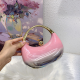 Acrylic Evening Clutch Top Handle Moon Hobo Bag, Glossy Metallic Tote Bag Pink gradient silver Acrylic Evening Clutch Top Handle Moon Hobo Bag, Glossy Metallic Tote Bag Pink gradient silver