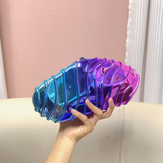 Acrylic Clutch Hobo Bag, Trendy motorcycle Bag Blue and Rose Red Acrylic Clutch Hobo Bag, Trendy motorcycle Bag Blue and Rose Red