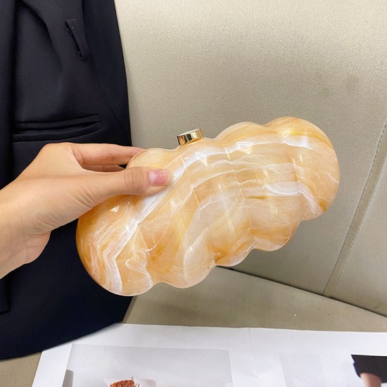 Acrylic Evening Clutch Hobo Bag, Elegant Marble Bag Light Yellow Acrylic Evening Clutch Hobo Bag, Elegant Marble Bag Light Yellow