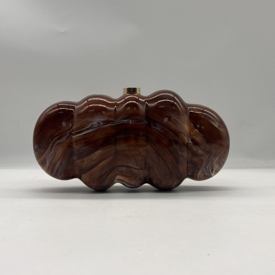 Acrylic Evening Clutch Hobo Bag, Elegant Marble Bag Dark Brown Acrylic Evening Clutch Hobo Bag, Elegant Marble Bag Dark Brown