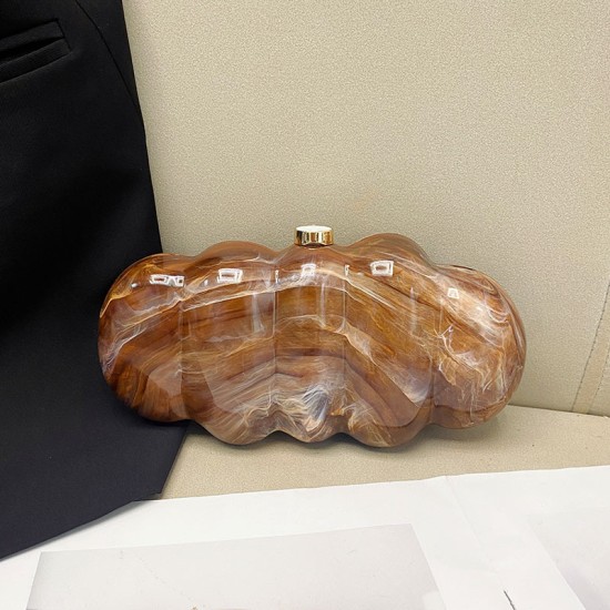 Acrylic Evening Clutch Hobo Bag, Elegant Marble Bag Dark Brown Acrylic Evening Clutch Hobo Bag, Elegant Marble Bag Dark Brown