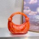 Acrylic Evening Clutch Purse Top-handle Moon Hobo Bag, Pillow Handbag Orange Red Acrylic Evening Clutch Purse Top-handle Moon Hobo Bag, Pillow Handbag Orange Red