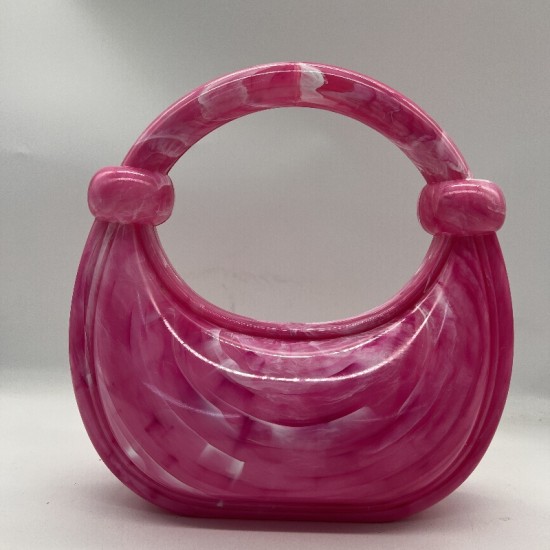 Acrylic Evening Clutch Purse Top-handle Moon Hobo Bag, Pillow Handbag Rose Red Acrylic Evening Clutch Purse Top-handle Moon Hobo Bag, Pillow Handbag Rose Red