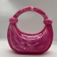 Acrylic Evening Clutch Purse Top-handle Moon Hobo Bag, Pillow Handbag Rose Red Acrylic Evening Clutch Purse Top-handle Moon Hobo Bag, Pillow Handbag Rose Red