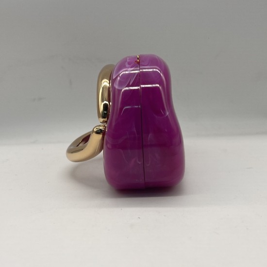 Acrylic Evening Clutch Purse Metal Hobo Bag, Square Handbag Purple Acrylic Evening Clutch Purse Metal Hobo Bag, Square Handbag Purple