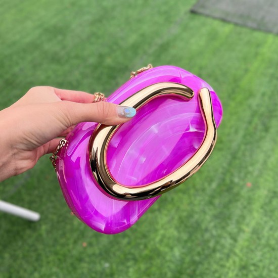 Acrylic Evening Clutch Purse Metal Hobo Bag, Square Handbag Purple Acrylic Evening Clutch Purse Metal Hobo Bag, Square Handbag Purple