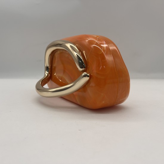 Acrylic Evening Clutch Purse Metal Hobo Bag, Square Handbag Orange Acrylic Evening Clutch Purse Metal Hobo Bag, Square Handbag Orange