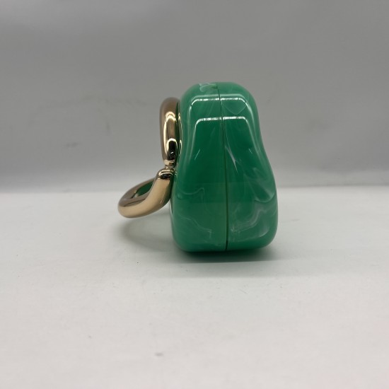 Acrylic Evening Clutch Purse Metal Hobo Bag, Square Handbag Green Acrylic Evening Clutch Purse Metal Hobo Bag, Square Handbag Green