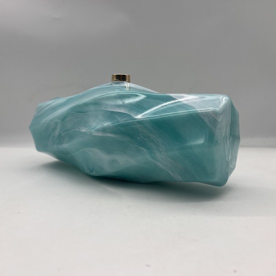 Acrylic Evening Clutch Purse Hobo Bag, Irregular Handbag Lake Blue Acrylic Evening Clutch Purse Hobo Bag, Irregular Handbag Lake Blue