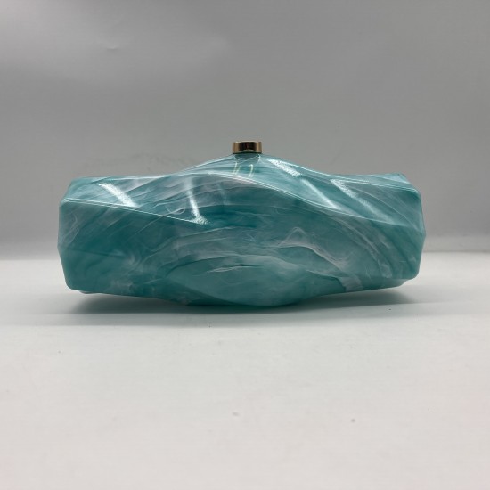 Acrylic Evening Clutch Purse Hobo Bag, Irregular Handbag Lake Blue Acrylic Evening Clutch Purse Hobo Bag, Irregular Handbag Lake Blue
