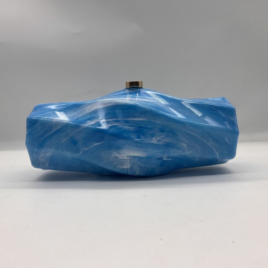 Acrylic Evening Clutch Purse Metal Hobo Bag, Square Handbag Blue Acrylic Evening Clutch Purse Metal Hobo Bag, Square Handbag Blue