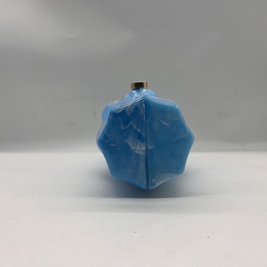 Acrylic Evening Clutch Purse Metal Hobo Bag, Square Handbag Blue Acrylic Evening Clutch Purse Metal Hobo Bag, Square Handbag Blue