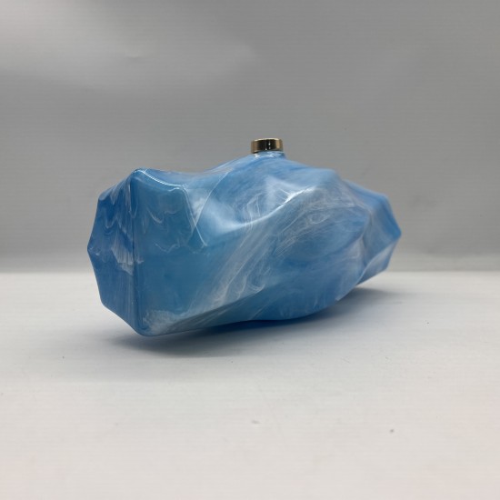 Acrylic Evening Clutch Purse Metal Hobo Bag, Square Handbag Blue Acrylic Evening Clutch Purse Metal Hobo Bag, Square Handbag Blue