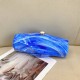 Acrylic Evening Clutch Purse Metal Hobo Bag, Square Handbag Blue Acrylic Evening Clutch Purse Metal Hobo Bag, Square Handbag Blue