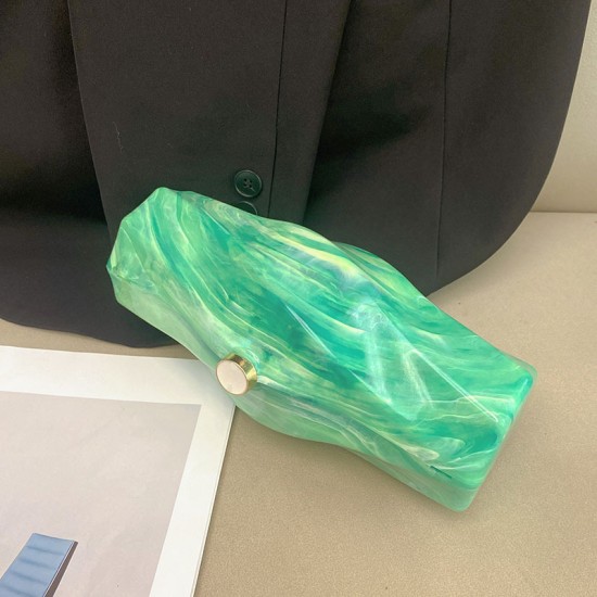Acrylic Evening Clutch Purse Metal Hobo Bag, Square Handbag Light Green Acrylic Evening Clutch Purse Metal Hobo Bag, Square Handbag Light Green