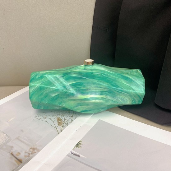 Acrylic Evening Clutch Purse Metal Hobo Bag, Square Handbag Light Green Acrylic Evening Clutch Purse Metal Hobo Bag, Square Handbag Light Green